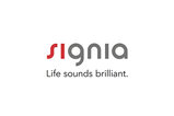 Logo der Firma Signia als Schriftzug mit dem Text "Life sounds brilliant." darunter