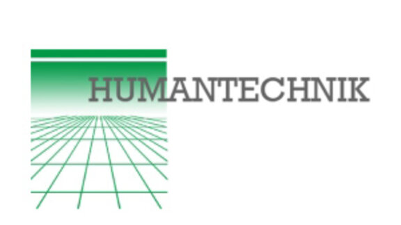 Logo der Firma Humantechnik als Schriftzug mit grünem 3-D Raum als Symbol - verlinkt zur Homepage von Humantechnik